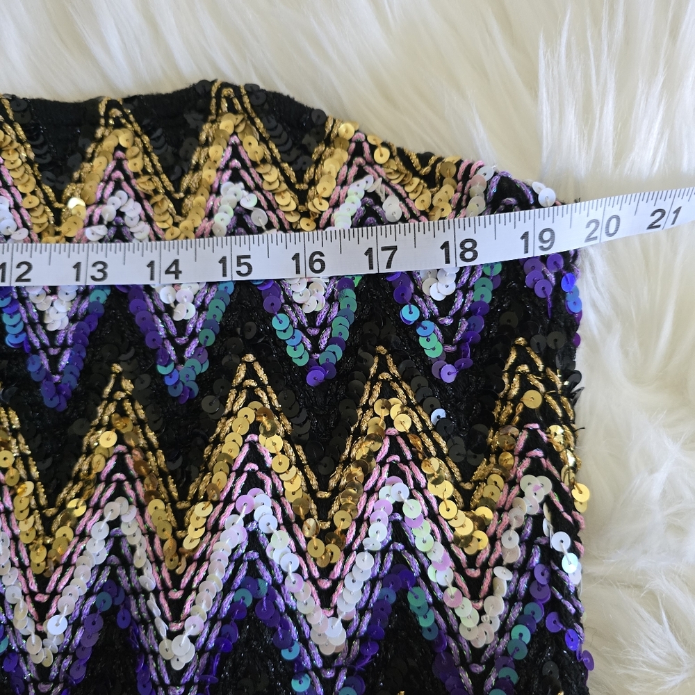 Black Multicolor Sequin Strapless Mini Dress Size… - image 7